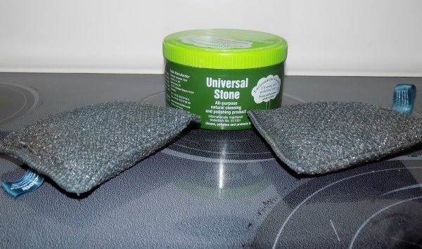 Ecloth non-scratch pads and universal stone cleanser