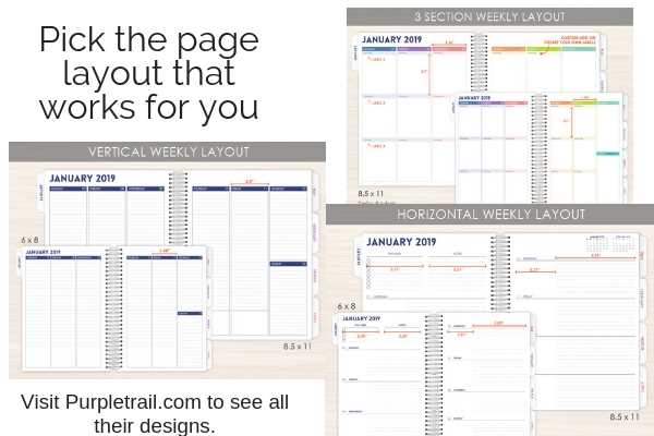 Purple trail allows you to customize your planner.