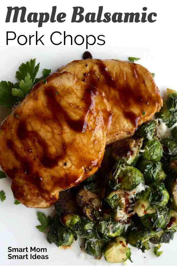Quick and easy recipe for maple balsamic pork chops. Try them for dinner tonight. | pork chop recipes | dinner recipes | #porkrecipes, #dinnerrecipes, #dinnerideas, #30minutedinners
