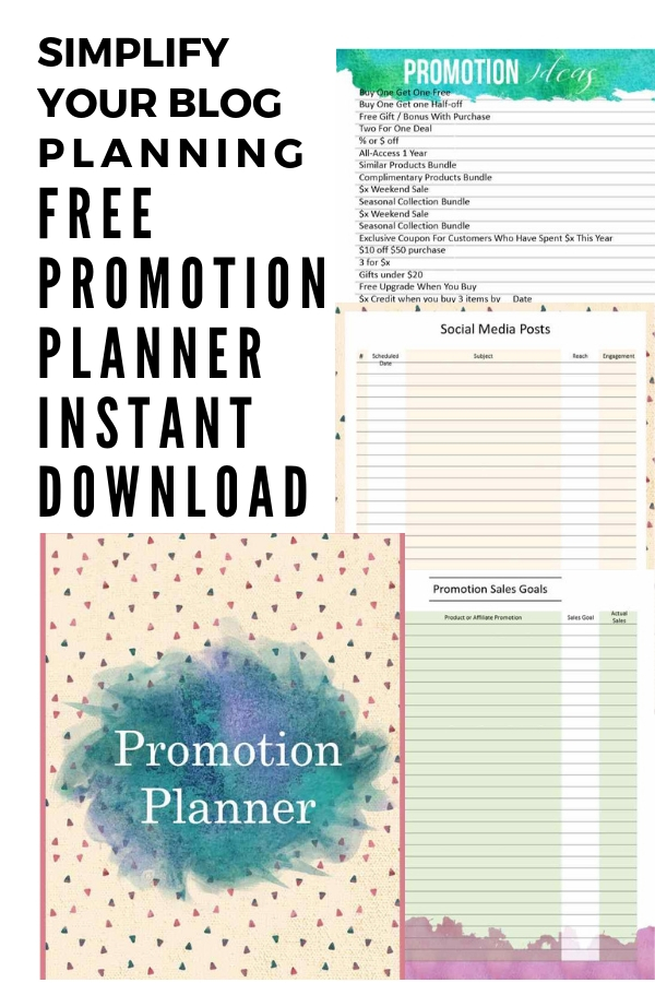 Write a simple blog marketing plan with this free promotion planner. Increase your product sales and affiliate commissions with this free promotion planner. #smartmomsmartideas, #blog, #blogging, #marketing