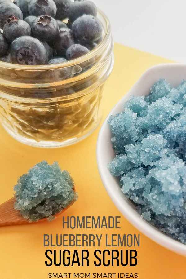 How to make a DIY sugar scrub. Try this blueberry lemon sugar scrub recipe. Body scrub DIY, sugar scrub recipe #smartmomsmartideas, #bodyscrub, #sugarscrub, #selfcare