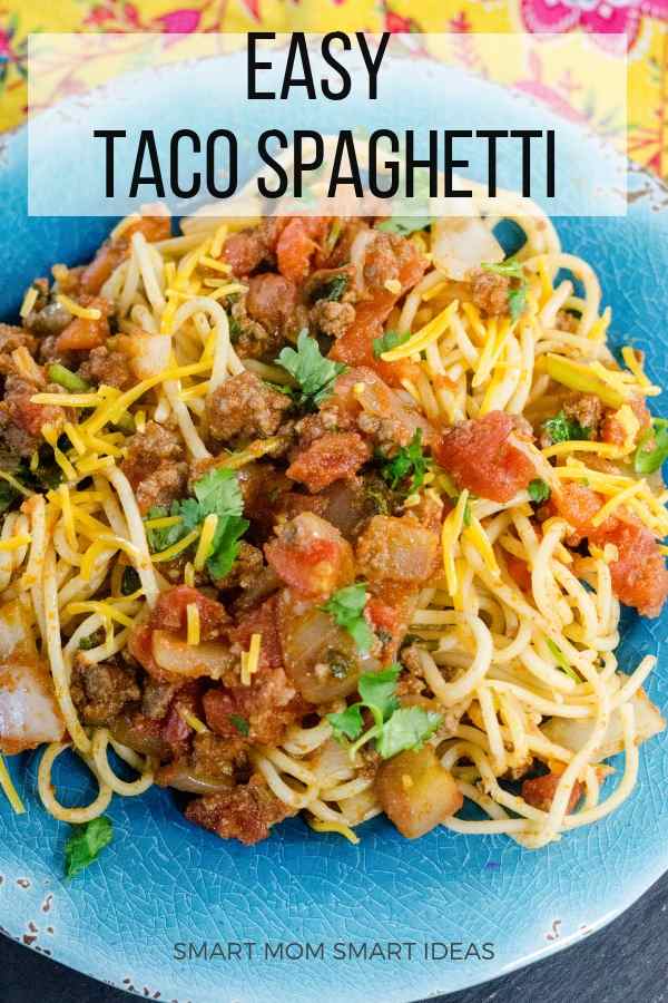 Easy taco spaghetti recipe. Here's a quick dinner idea for busy weeknight dinners. #dinner, #dinnerrecipe,#recipes, #easyrecipes, #quickrecipes