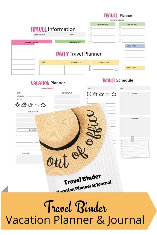 Travel binder travel organizer
