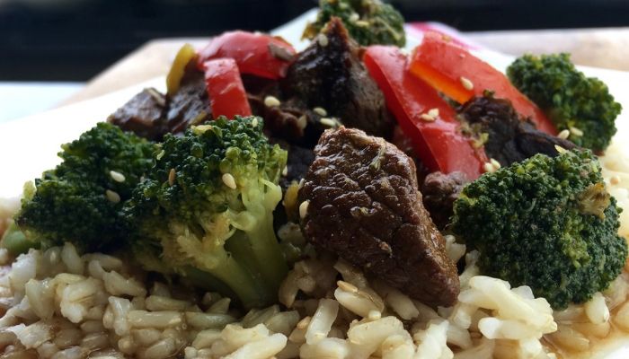 Beef broccoli with rice